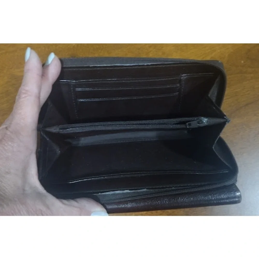 Dopp Leather Tri Fold Wallet‎ with Lots of Compartments, Dark Brown